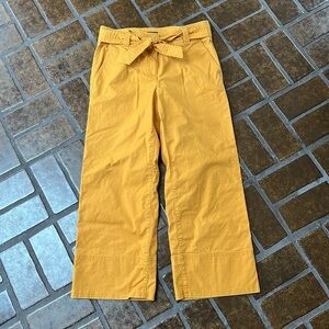 LOFT Mustard Yellow High Rise Tie Waist Cropped Wide Leg Pant